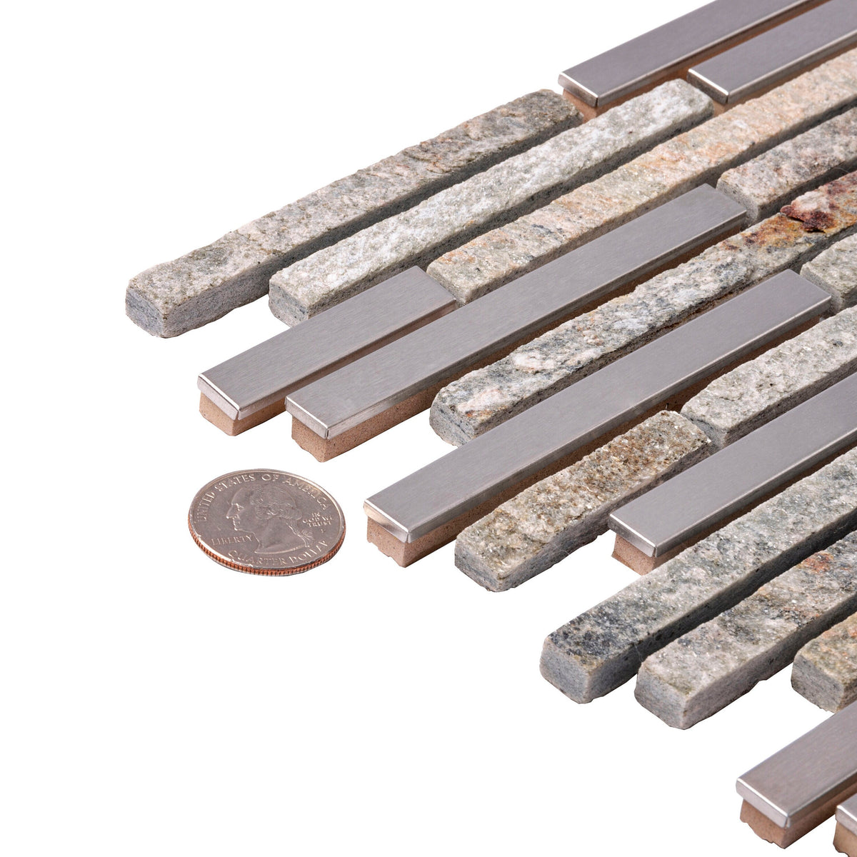 Apollo Tile Waterfall Gray 12-in x 12-in Polished Glass; Metal; Stone Travertine Linear Cement Look Wall Tile (4.83-sq. ft/ Carton)