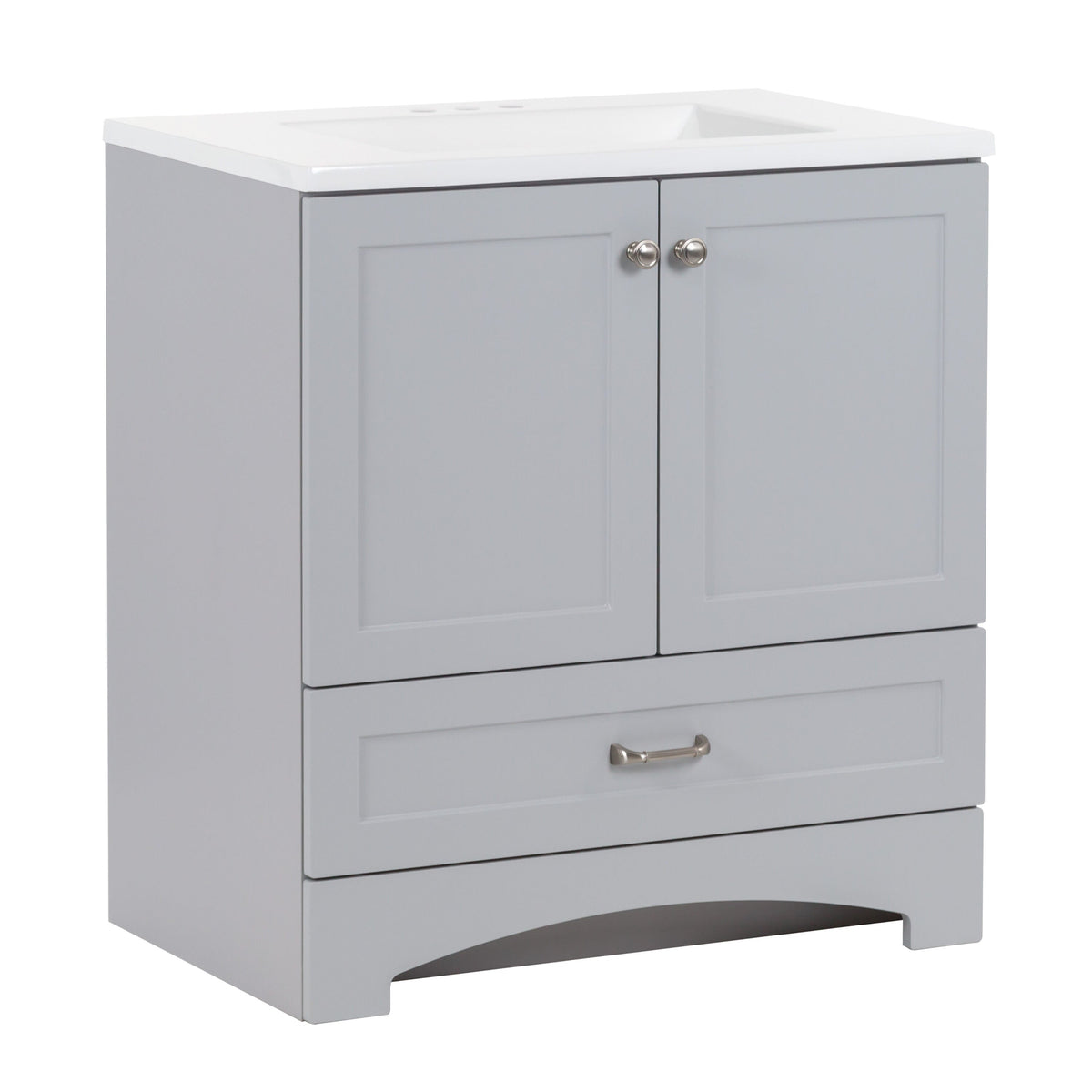 Diamond NOW Cassidy 30-in Pearl Gray Single Sink Bathroom Vanity with White Cultured Marble Top