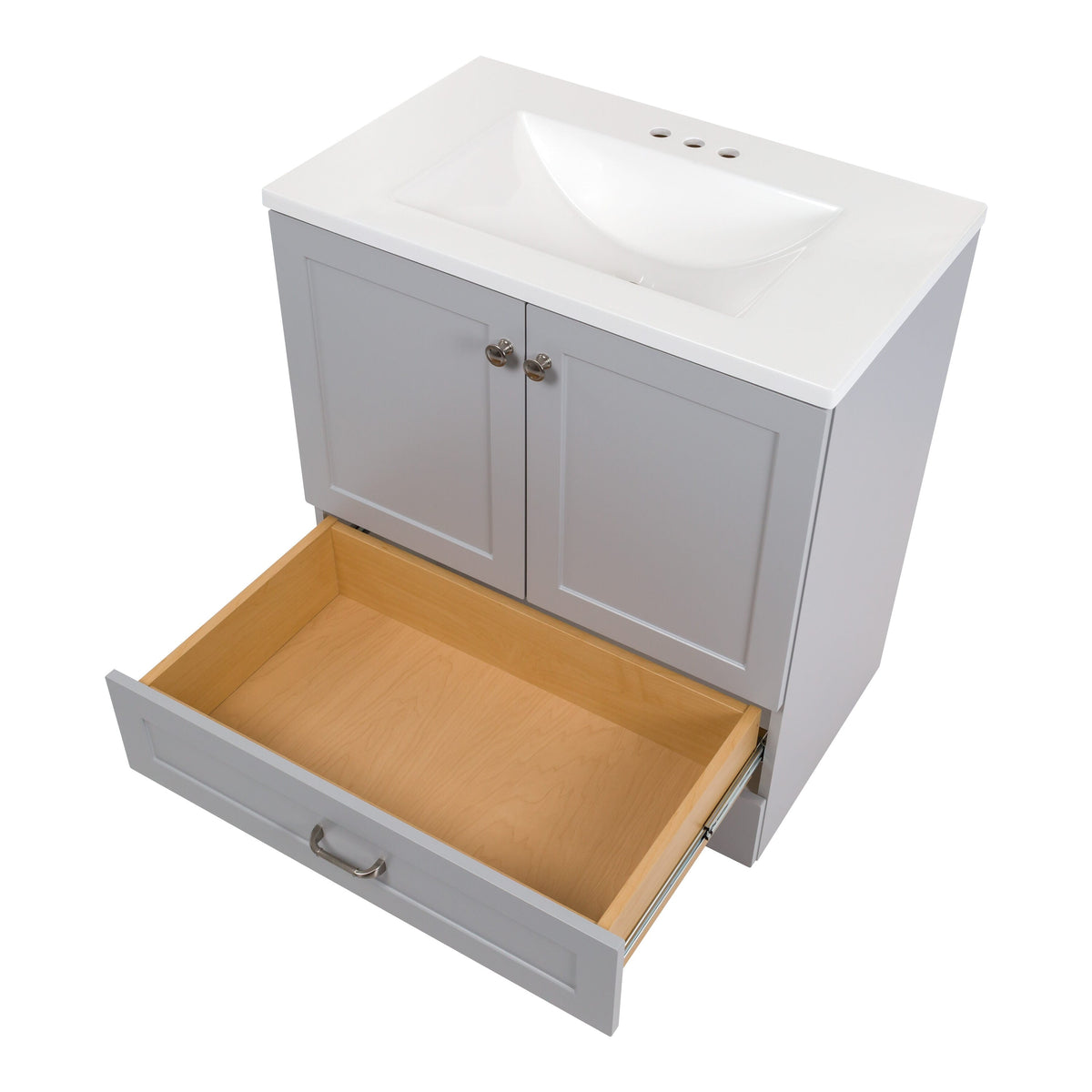Diamond NOW Cassidy 30-in Pearl Gray Single Sink Bathroom Vanity with White Cultured Marble Top