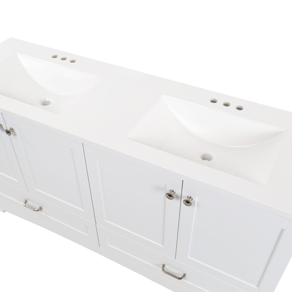 Diamond NOW Cassidy 60.5-in White Double Sink Bathroom Vanity with White Cultured Marble Top