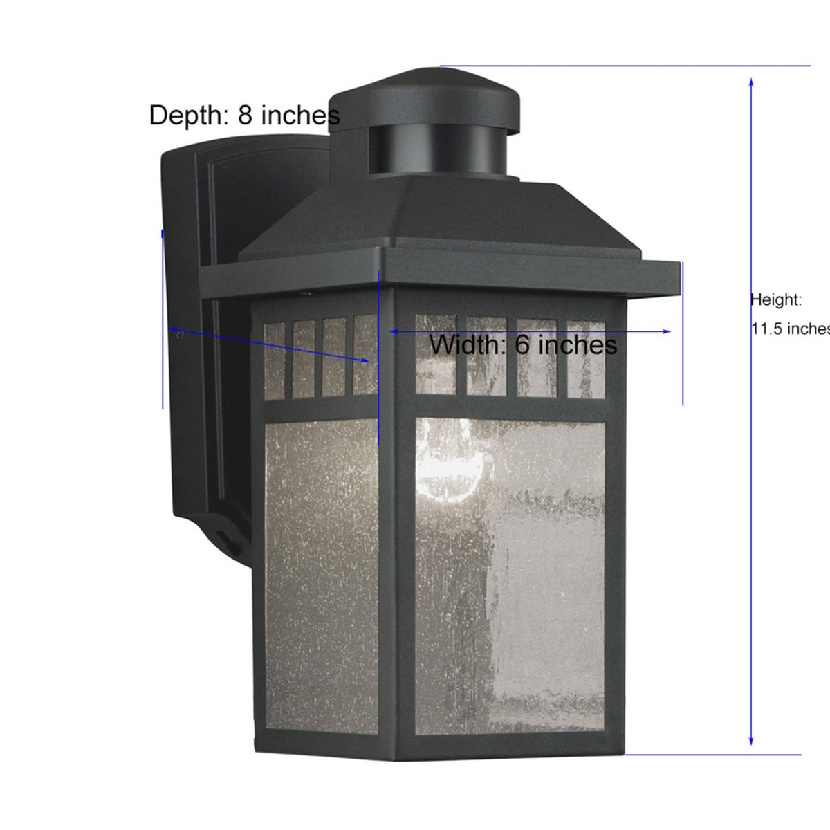 Portfolio Thorsen 11.5-in H Black Motion Sensor Dusk-to-Dawn Outdoor Wall Lantern, E26, 6-in W x 8-in D