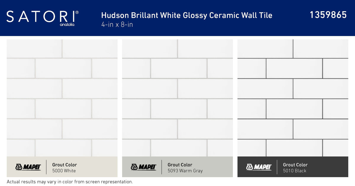 Satori Hudson Brilliant White 4-in x 8-in Glossy Ceramic Subway Wall Tile (0.21-sq. ft/ Piece)
