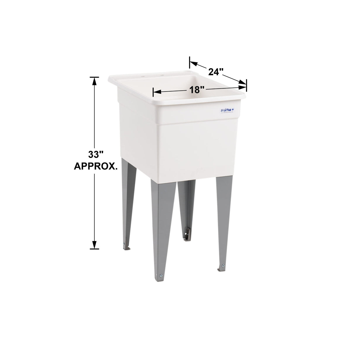 Mustee Freestanding Utility Tub with Drain, 18x24 Inch, White/Gray