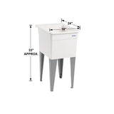 Mustee Freestanding Utility Tub with Drain, 18x24 Inch, White/Gray