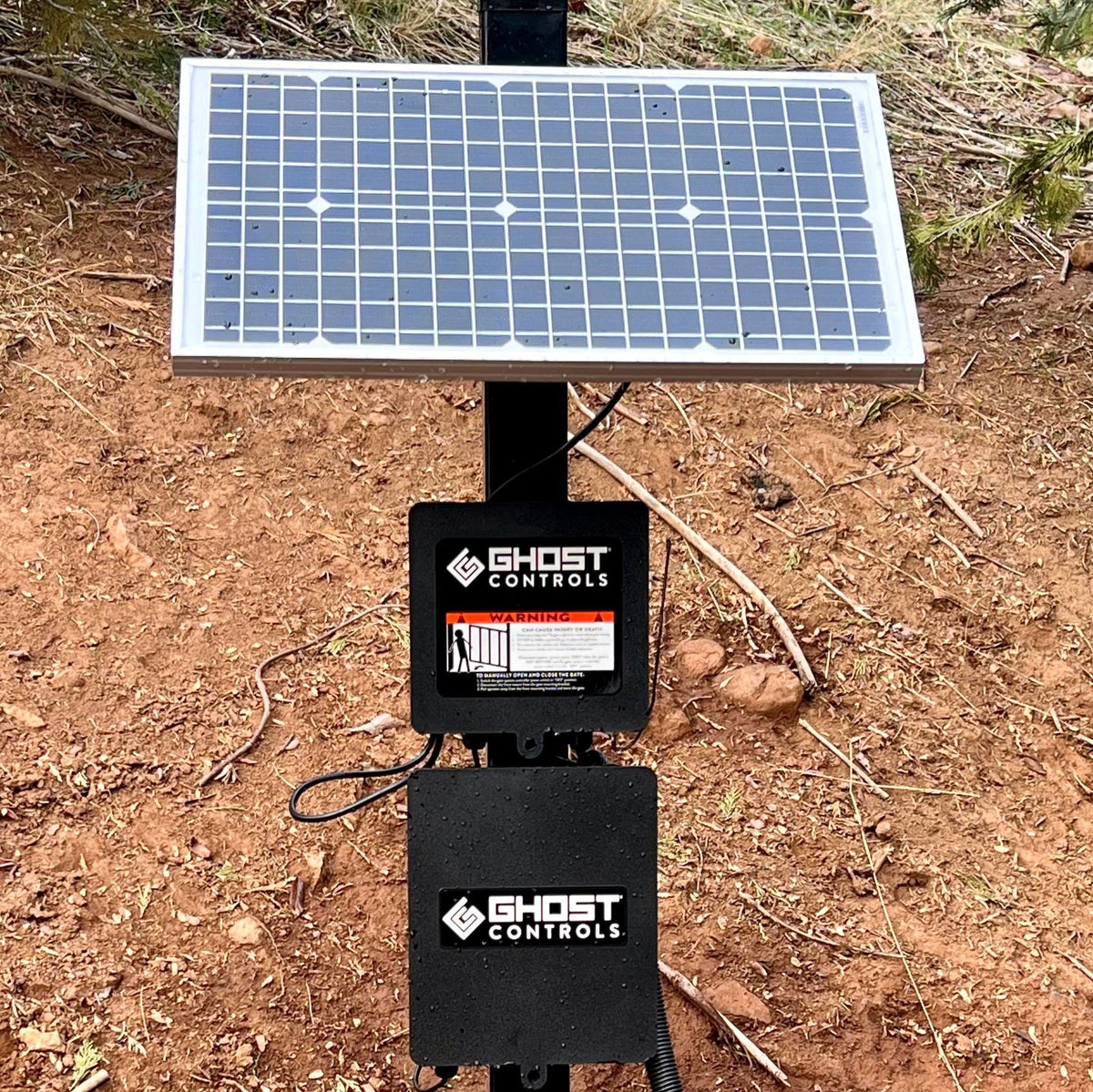 Ghost Controls 30W Solar Panel Kit for Remote Gate Opener Installation