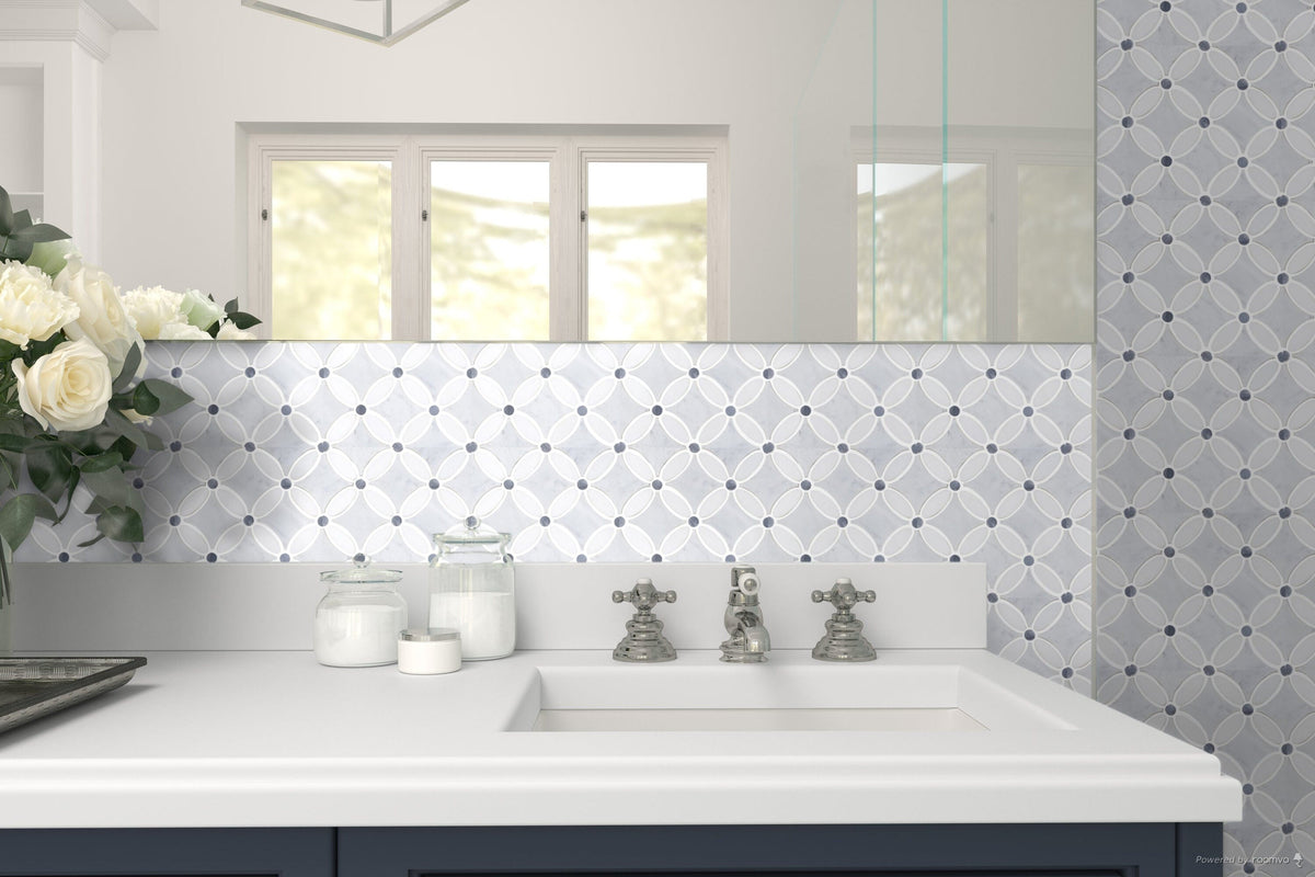 Satori Flower 12-in x 12-in Polished Natural Stone Marble Mosaic Tile