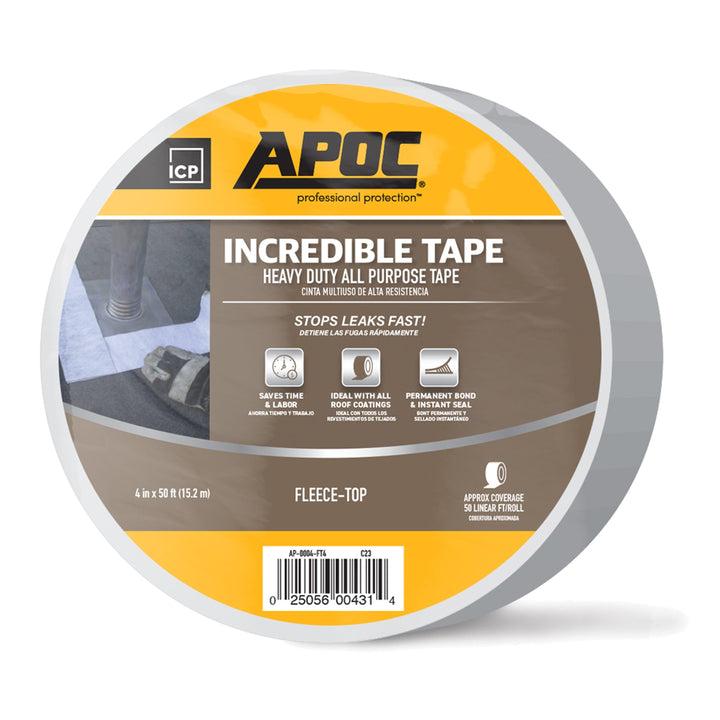 APOC Incredible Tape Fleece-Top Roof Seam Tape, 4 in x 50 ft