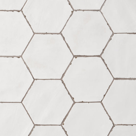 Artmore Tile Coastal Hex White 6-in x 6-in Matte Porcelain Encaustic Hexagon Floor and Wall Tile product image