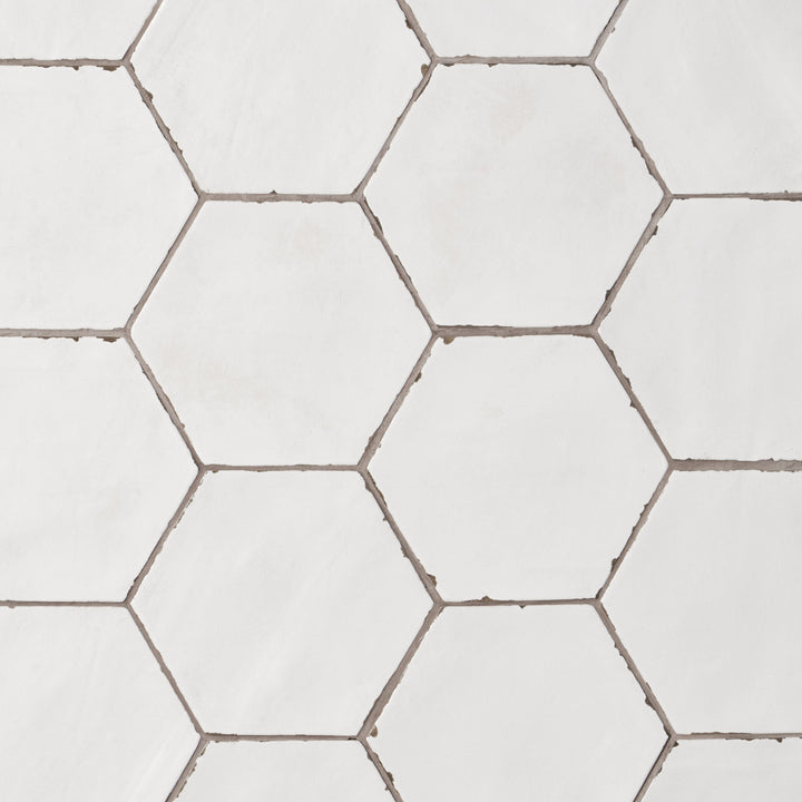Artmore Tile Coastal Hex White 6-in x 6-in Matte Porcelain Encaustic Hexagon Floor and Wall Tile product image