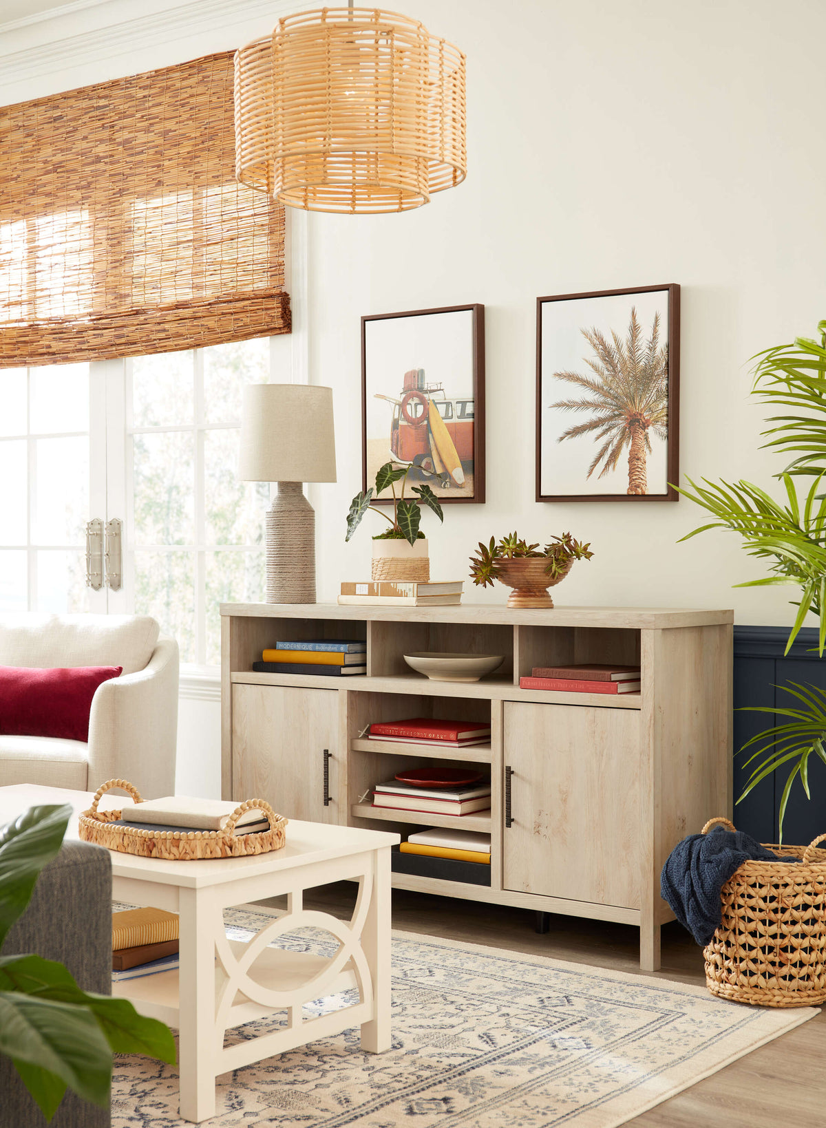 allen + roth Transitional Light Chestnut Tv Cabinet (Accommodates TVs up to 60-in)