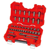 CRAFTSMAN 51-Piece Standard (SAE) and Metric Combination Gunmetal Chrome Mechanics Tool Set with Hard Case, 3/8-in Drive