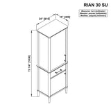 allen + roth Rian 24-in x 72-in x 16-in Walnut Wood Freestanding Soft Close Linen Cabinet