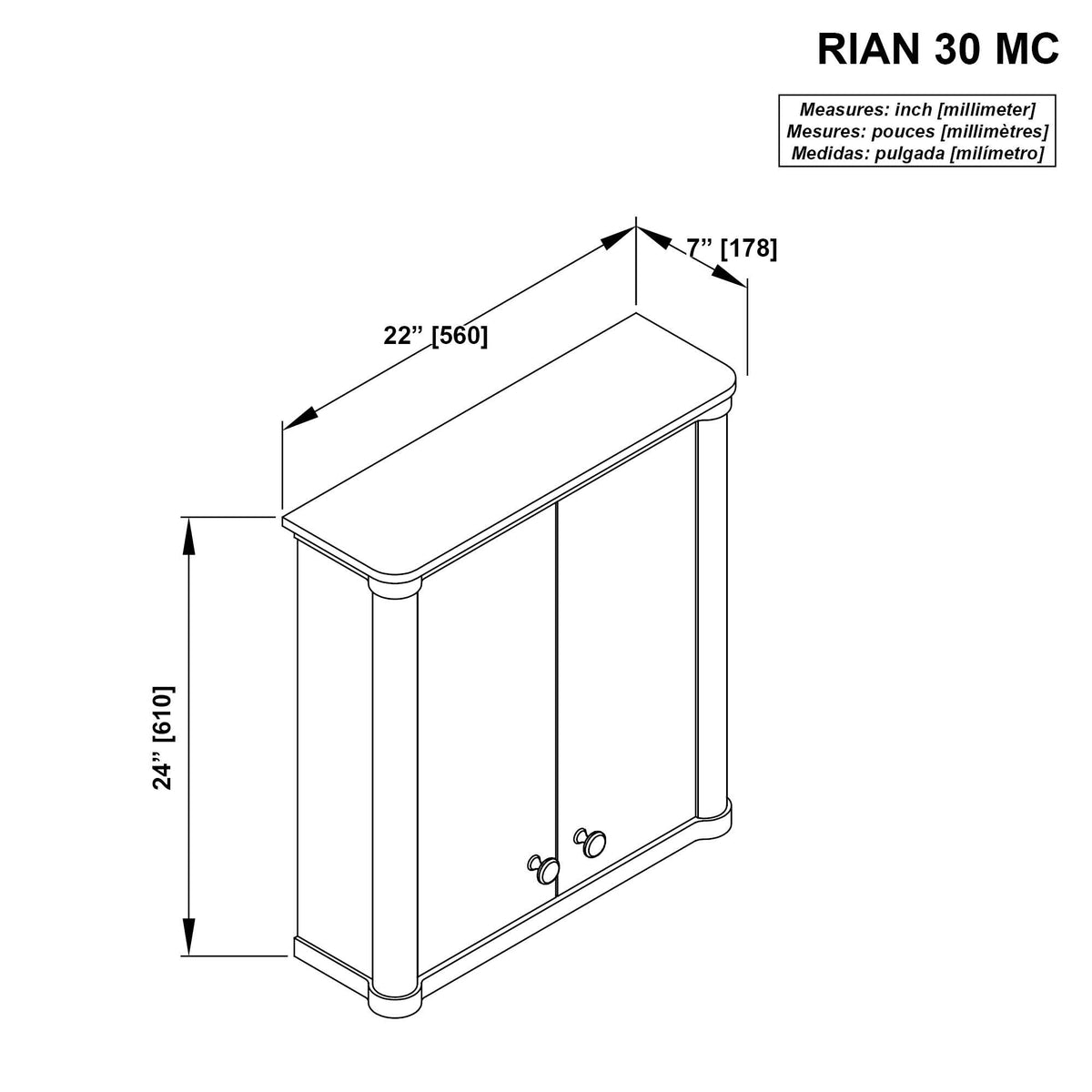 allen + roth Rian 22-in x 24-in x 7-in Walnut Soft Close Bathroom Wall Cabinet