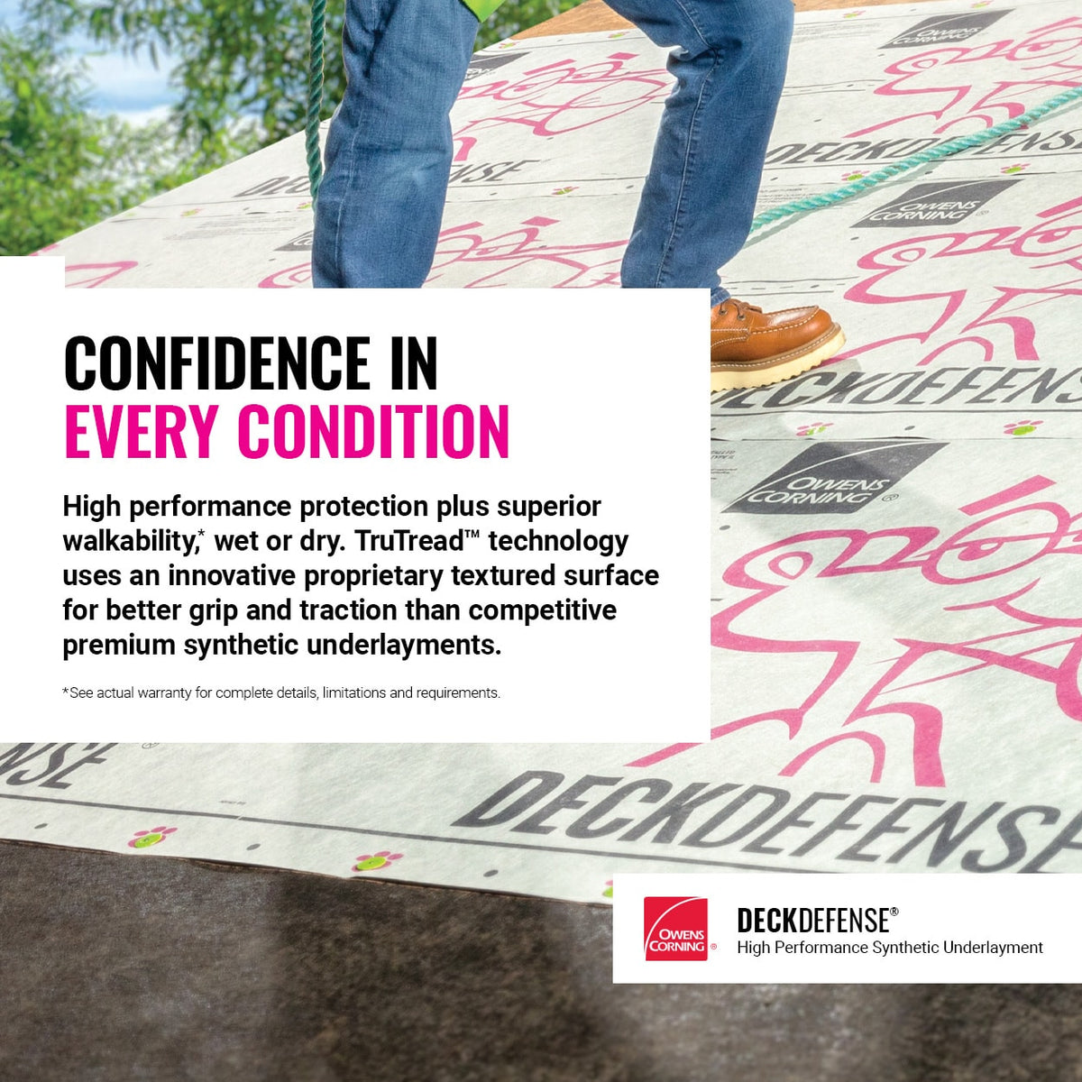 Owens Corning Deck Defense 42-in x 143-ft Synthetic Roof Underlayment, 500-sq ft Coverage