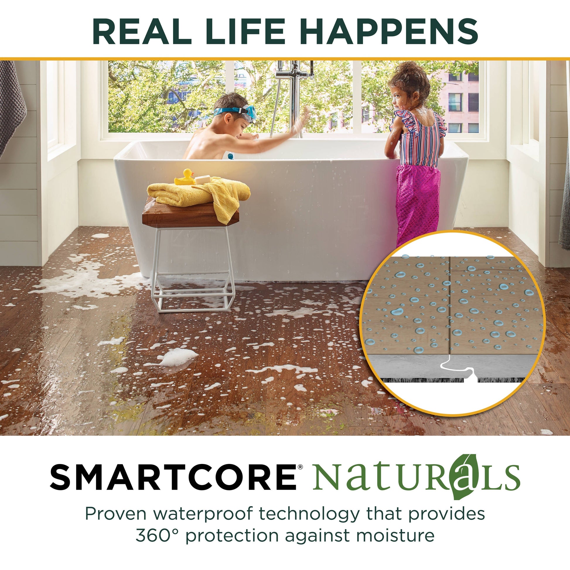 SMARTCORE Walnut Caribou hardwood flooring — lifestyle view