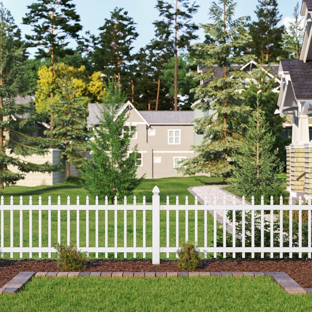 Freedom Newport 3-ft H x 8-ft W White Vinyl Picket Fence Panel (Assembled)