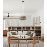 Progress Lighting Lavelle 4-Light Matte Black Rustic Drum Medium Hanging Pendant Light