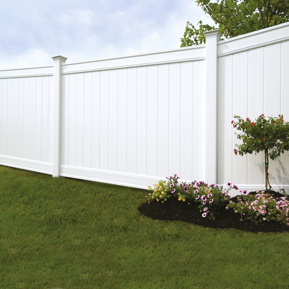 Freedom Emblem 6-ft H x 8-ft W White Privacy Vinyl Flat-top Fence Panel (Unassembled)
