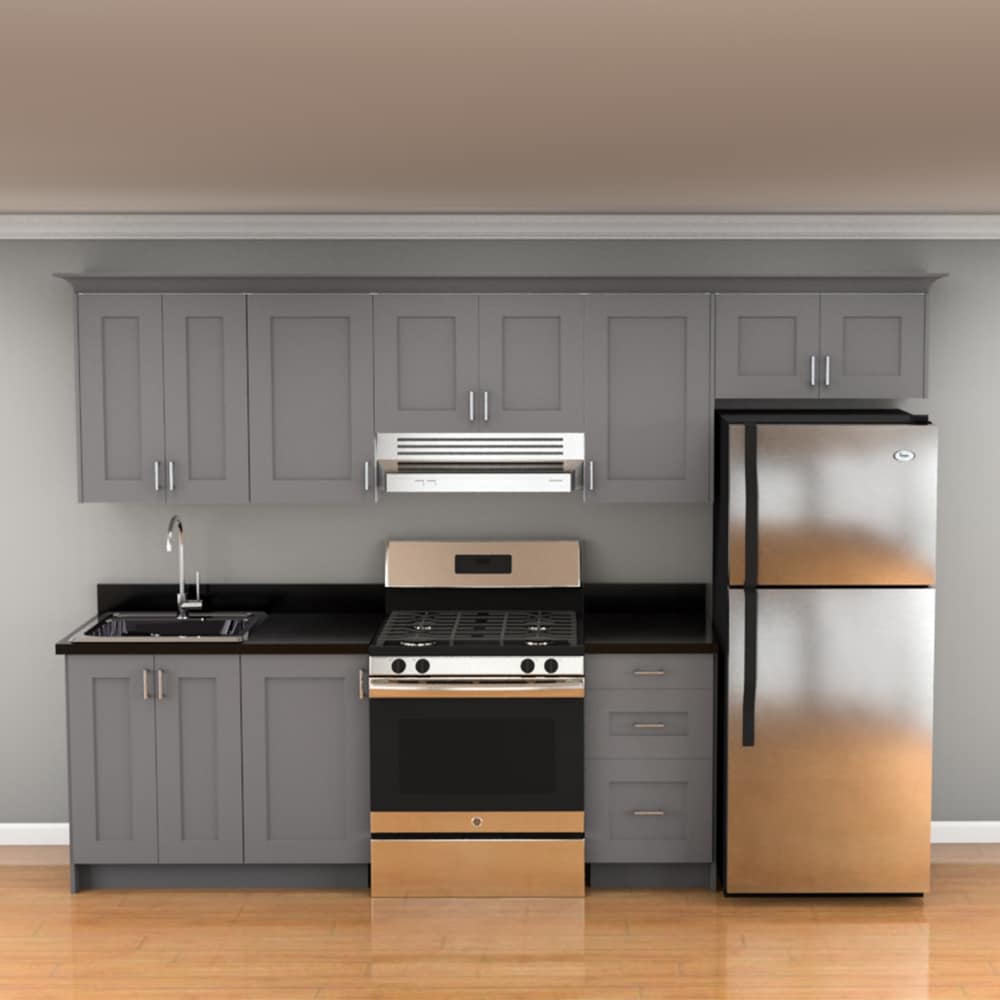 Hugo&Borg 33-in W x 34.5-in H x 24-in D Slate Gray 3-Drawer Base Fully Assembled Cabinet (Recessed Panel Style)