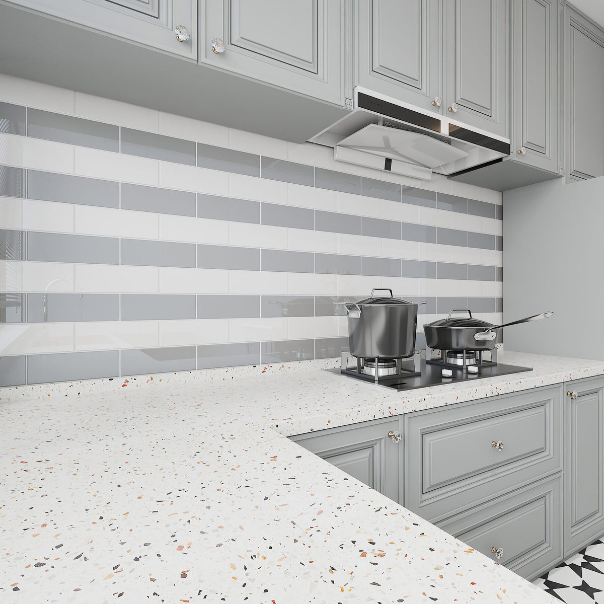 Giorbello True Gray 3-in x 9-in Glossy Glass Subway Wall Tile (5-sq. ft/ Carton)