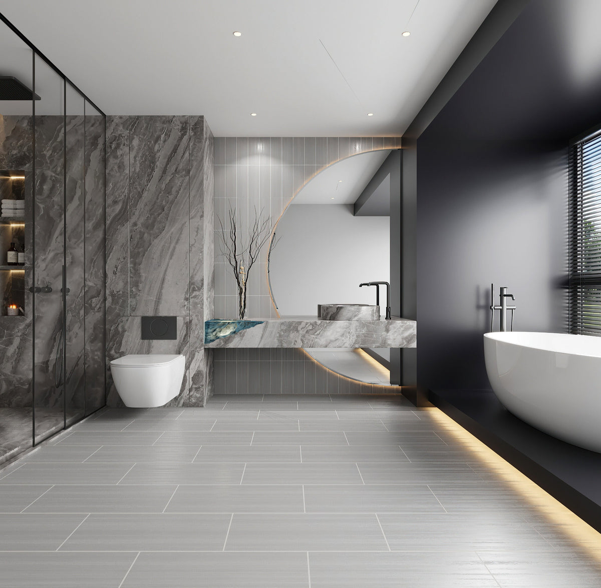 Giorbello Spazio Lazer Gray 4-in x 12-in Matte Porcelain Floor and Wall Tile (8-sq. ft/ Carton)