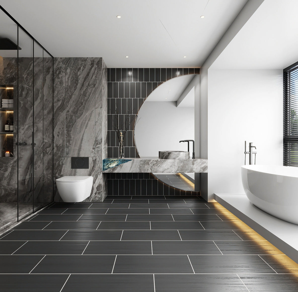 Giorbello Spazio Lazer Black 4-in x 12-in Matte Porcelain Floor and Wall Tile (8-sq. ft/ Carton)
