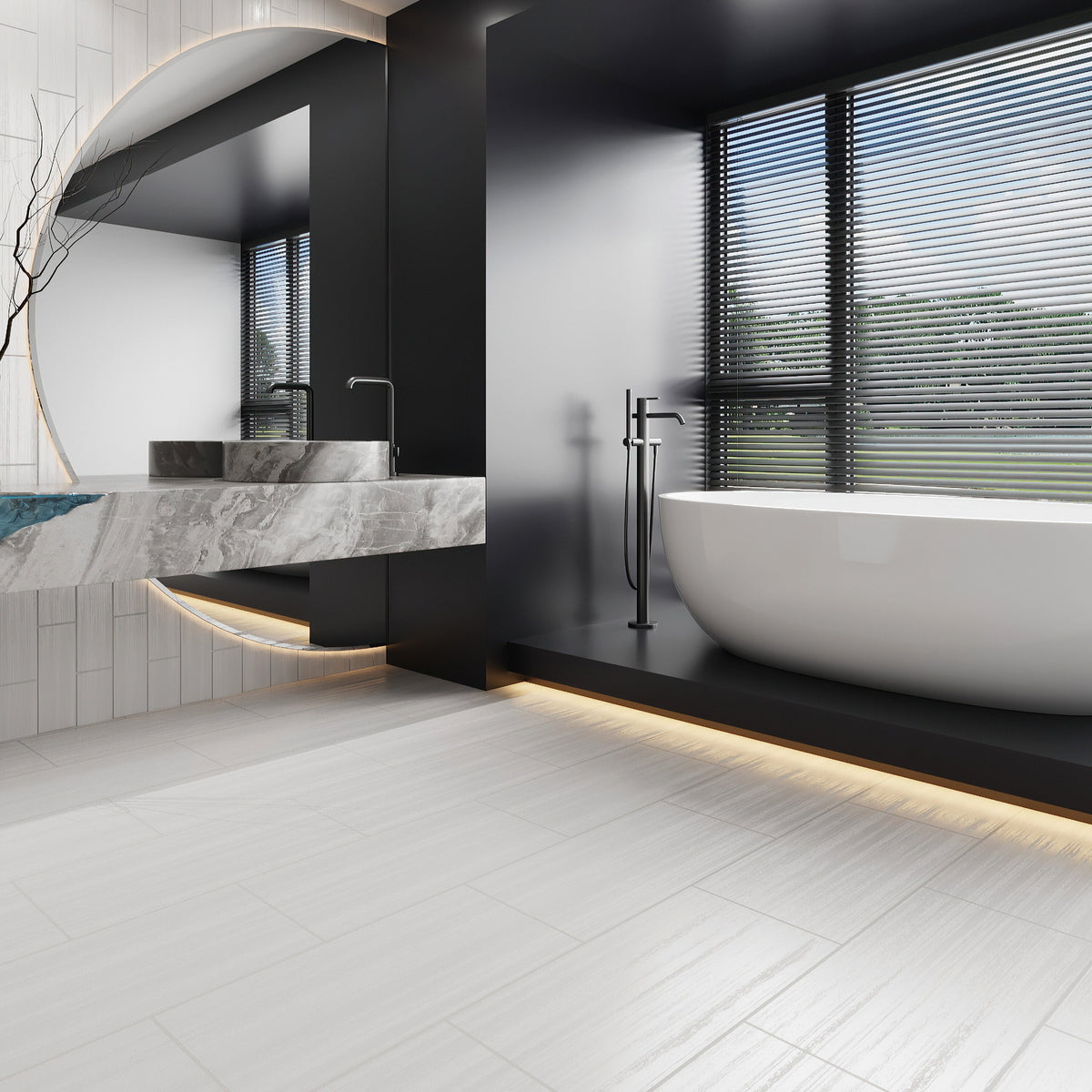 Giorbello Spazio Lazer White 4-in x 12-in Matte Porcelain Floor and Wall Tile (8-sq. ft/ Carton)