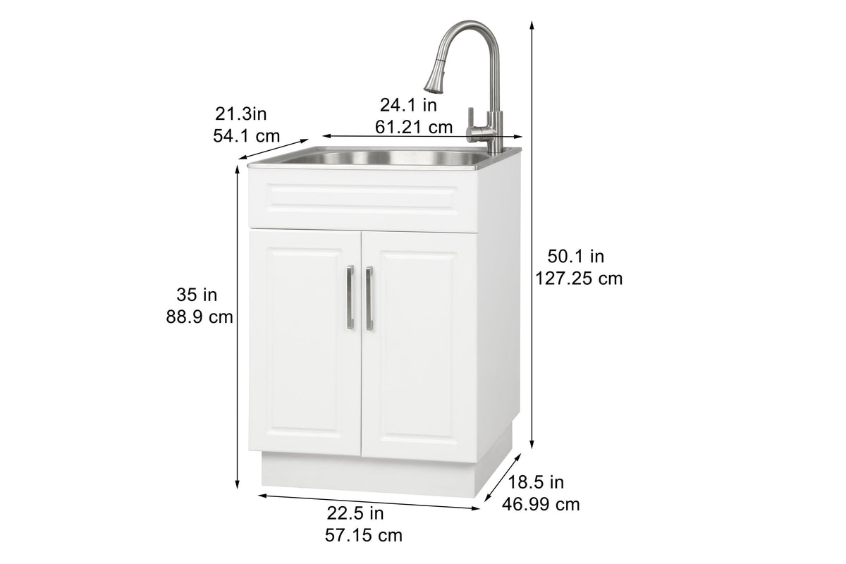 Style Selections 1-Basin Freestanding Utility Tub with Cabinet, Drain & Faucet