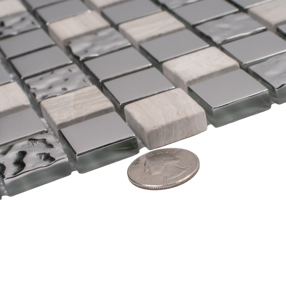 Apollo Tile (Sample) Floor and Wall Tile Beige and Gray 4-in x 4-in Multi-finish Glass/Metal/Stone Marble Floor and Wall Tile