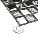 Apollo Tile (Sample) Elaina Steel Gray and Silver 4-in x 4-in Glossy Glass Uniform Squares Floor and Wall Tile