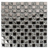 Apollo Tile (Sample) Elaina Steel Gray and Silver 4-in x 4-in Glossy Glass Uniform Squares Floor and Wall Tile