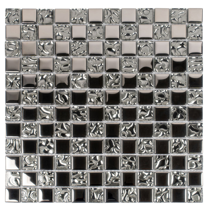 Apollo Tile (Sample) Elaina Steel Gray and Silver 4-in x 4-in Glossy Glass Uniform Squares Floor and Wall Tile