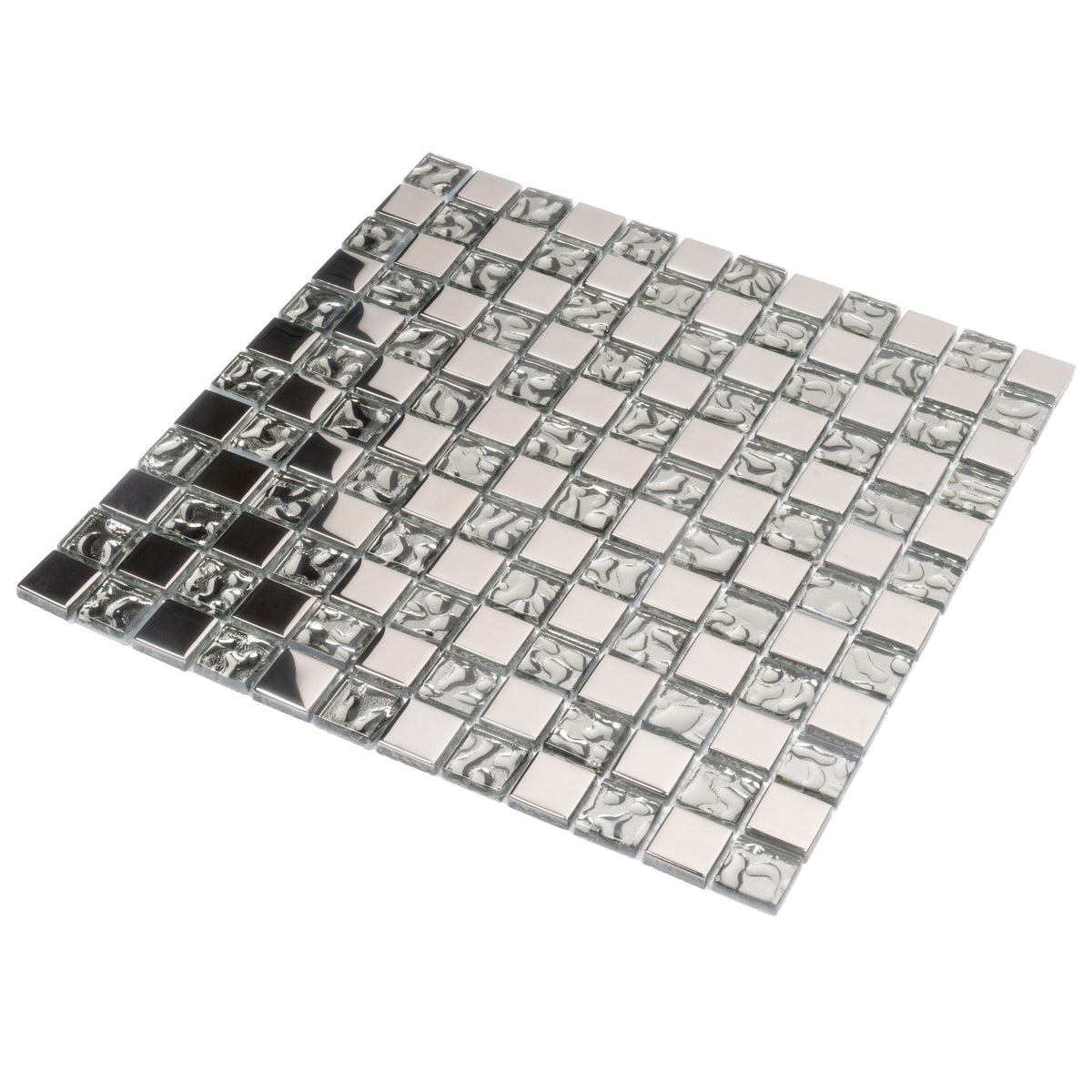 Apollo Tile Elaina Steel Gray and Silver 12-in x 12-in Glossy Glass Uniform Squares Floor and Wall Tile (4.83-sq. ft/ Carton)