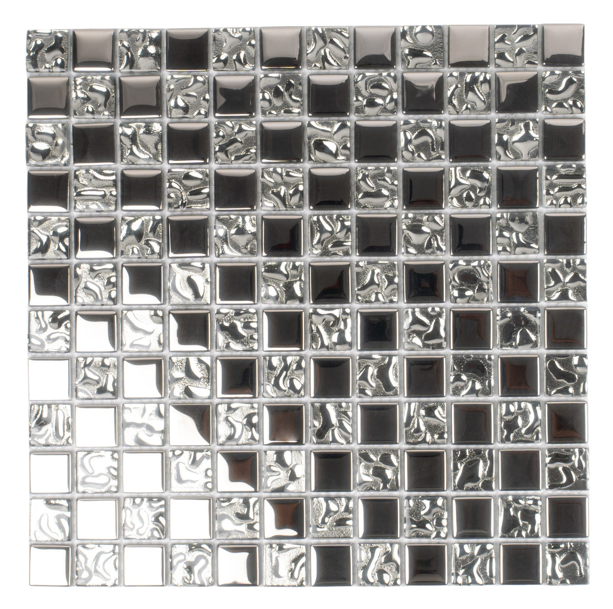 Apollo Tile (Sample) Elaina Steel Gray and Silver 4-in x 4-in Glossy Glass Uniform Squares Floor and Wall Tile
