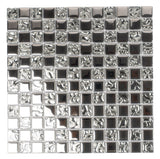 Apollo Tile (Sample) Elaina Steel Gray and Silver 4-in x 4-in Glossy Glass Uniform Squares Floor and Wall Tile