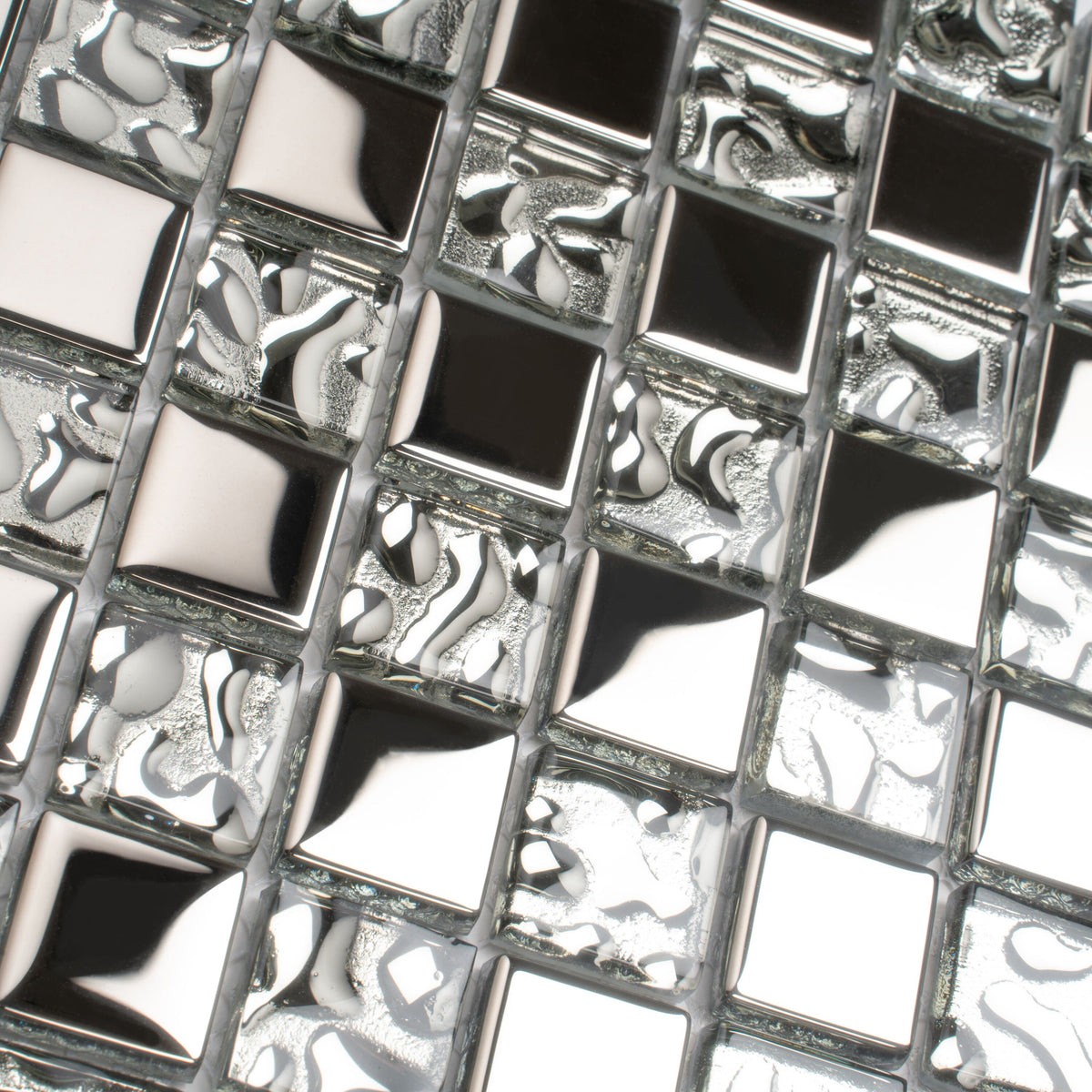 Apollo Tile Elaina Steel Gray and Silver 12-in x 12-in Glossy Glass Uniform Squares Floor and Wall Tile (4.83-sq. ft/ Carton)