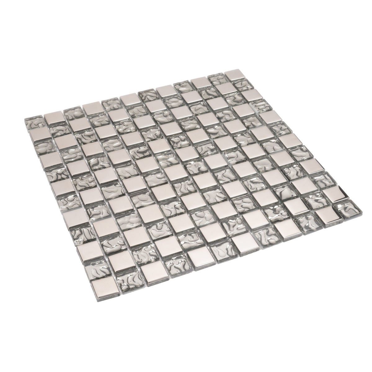 Apollo Tile Elaina Steel Gray and Silver 12-in x 12-in Glossy Glass Uniform Squares Floor and Wall Tile (4.83-sq. ft/ Carton)