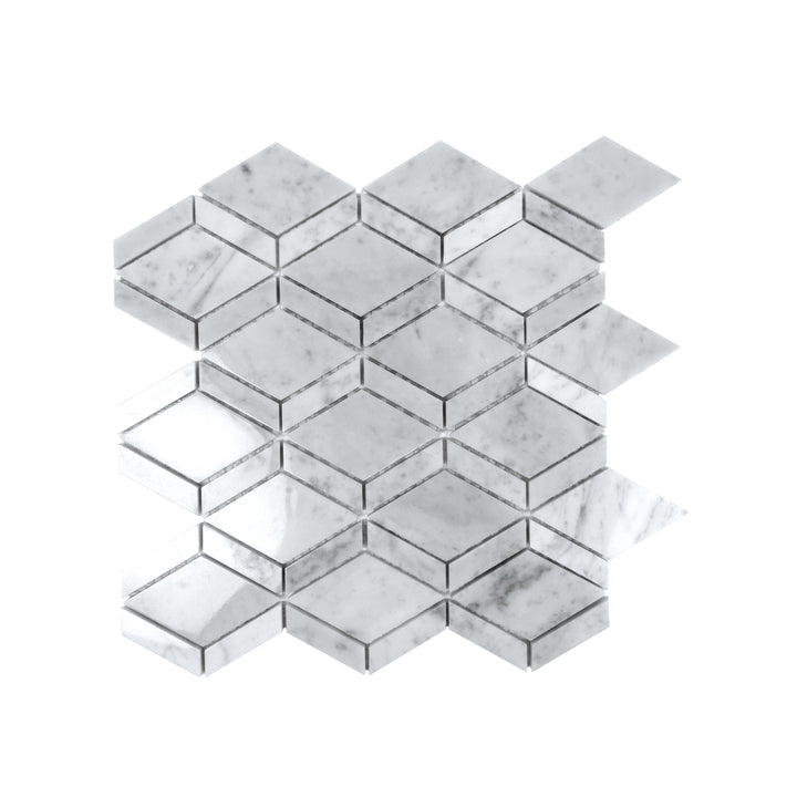 Apollo Tile (Sample) Gray 4-in x 4-in Carrara-look Marble Diamond Mosaic Floor and Wall Tile