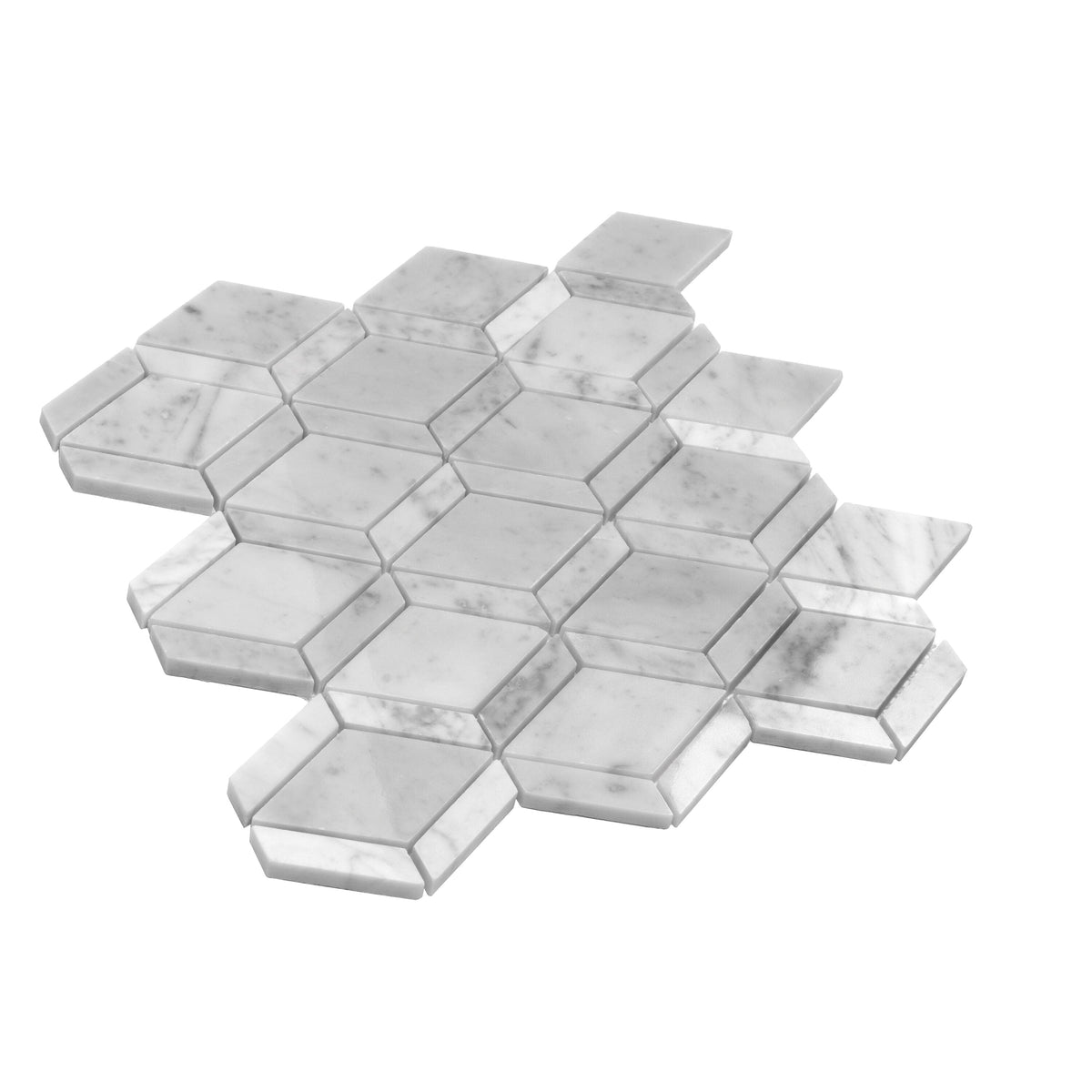 Apollo Tile (Sample) Gray 4-in x 4-in Carrara-look Marble Diamond Mosaic Floor and Wall Tile