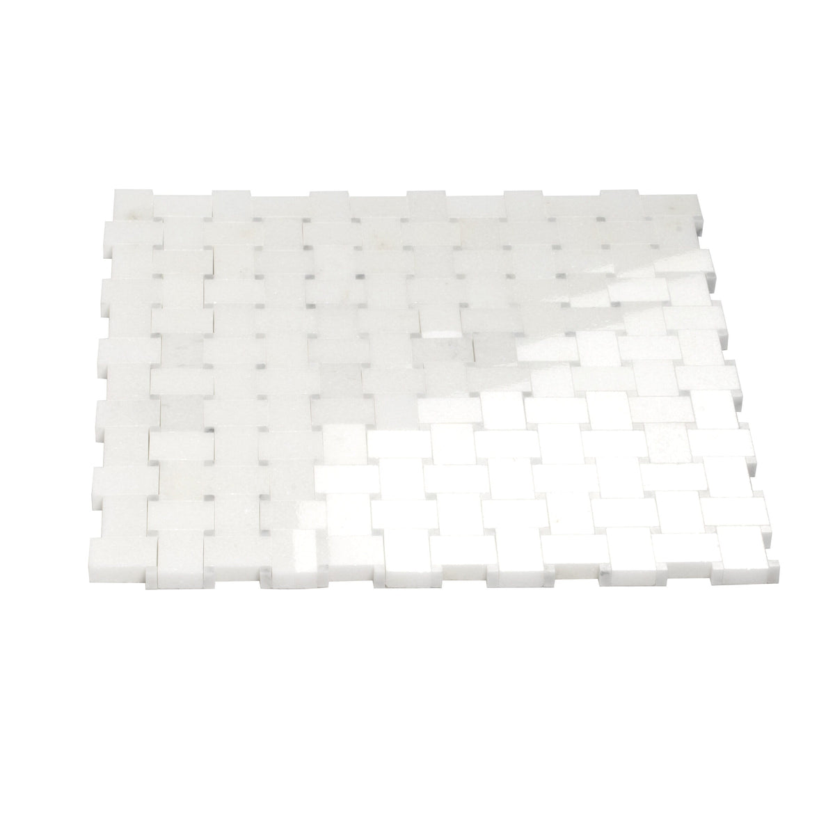 Apollo Tile Athens White 12-in x 12-in Polished Natural Stone Marble Basketweave Marble Look Floor and Wall Tile (4.83-sq. ft/ Carton)