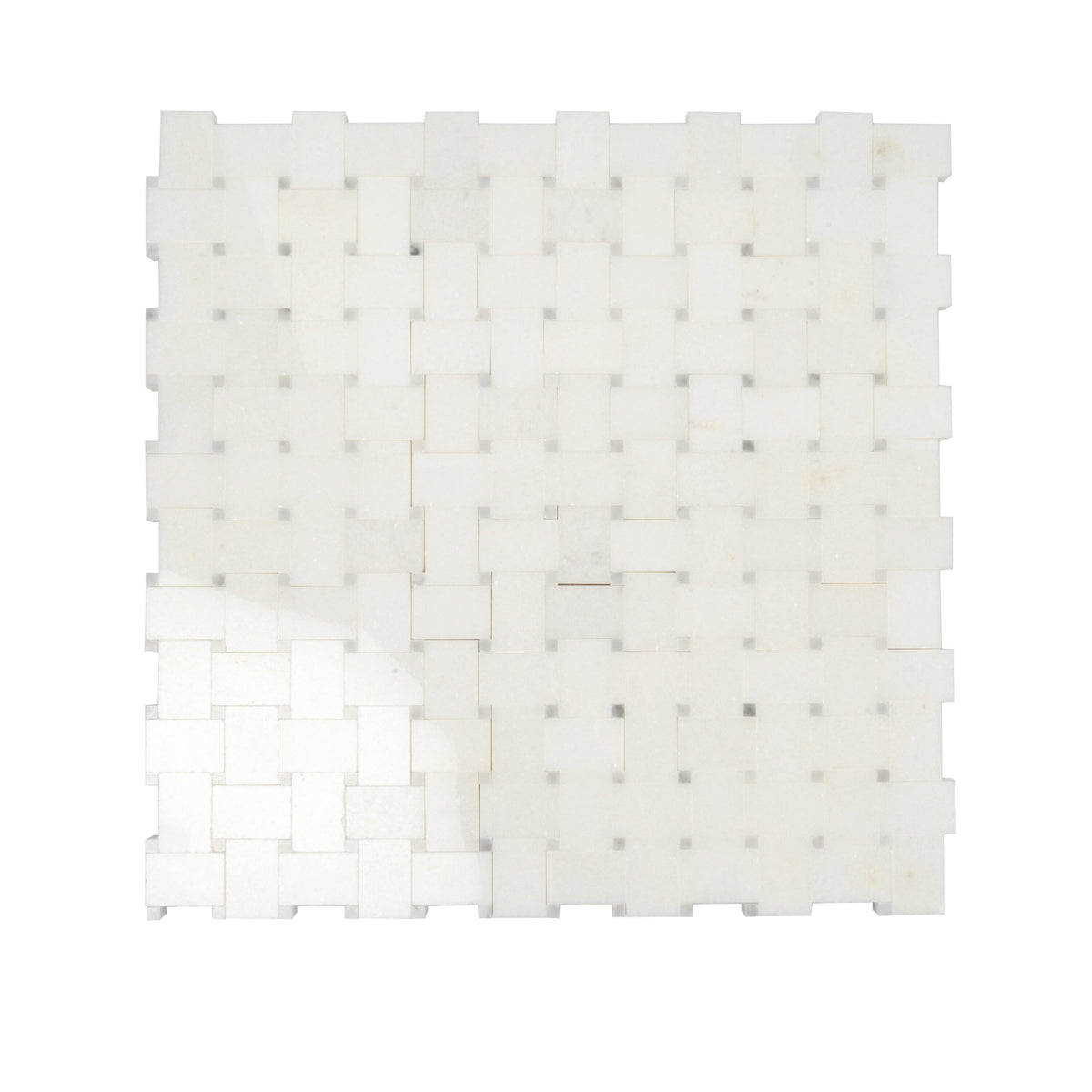 Apollo Tile Athens White 12-in x 12-in Polished Natural Stone Marble Basketweave Marble Look Floor and Wall Tile (4.83-sq. ft/ Carton)