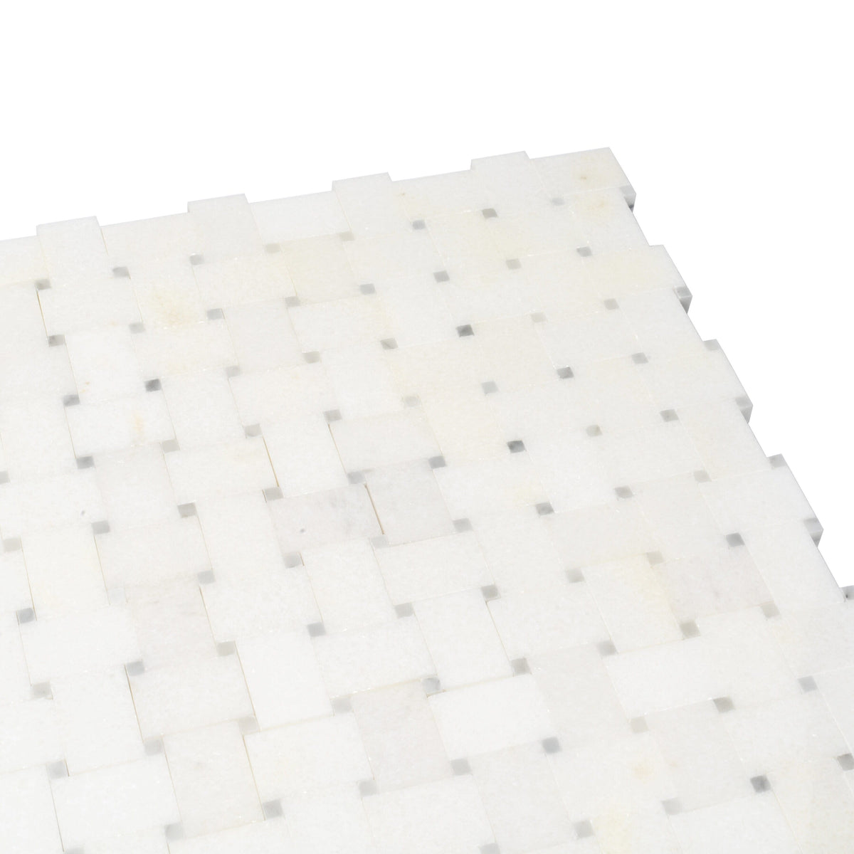 Apollo Tile Athens White 12-in x 12-in Polished Natural Stone Marble Basketweave Marble Look Floor and Wall Tile (4.83-sq. ft/ Carton)