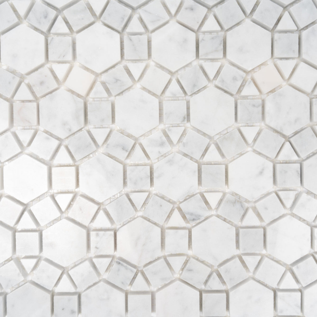 Apollo Tile (Sample) Athens White 4-in x 4-in Polished Marble Mixed Pattern Mosaic Wall Tile