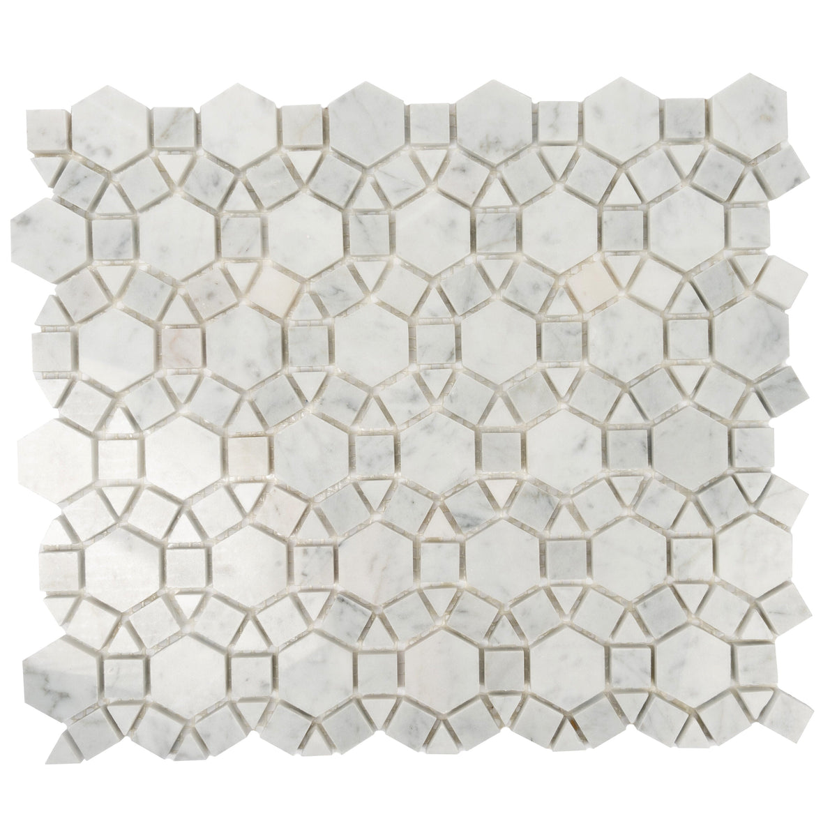 Apollo Tile (Sample) Athens White 4-in x 4-in Polished Marble Mixed Pattern Mosaic Wall Tile