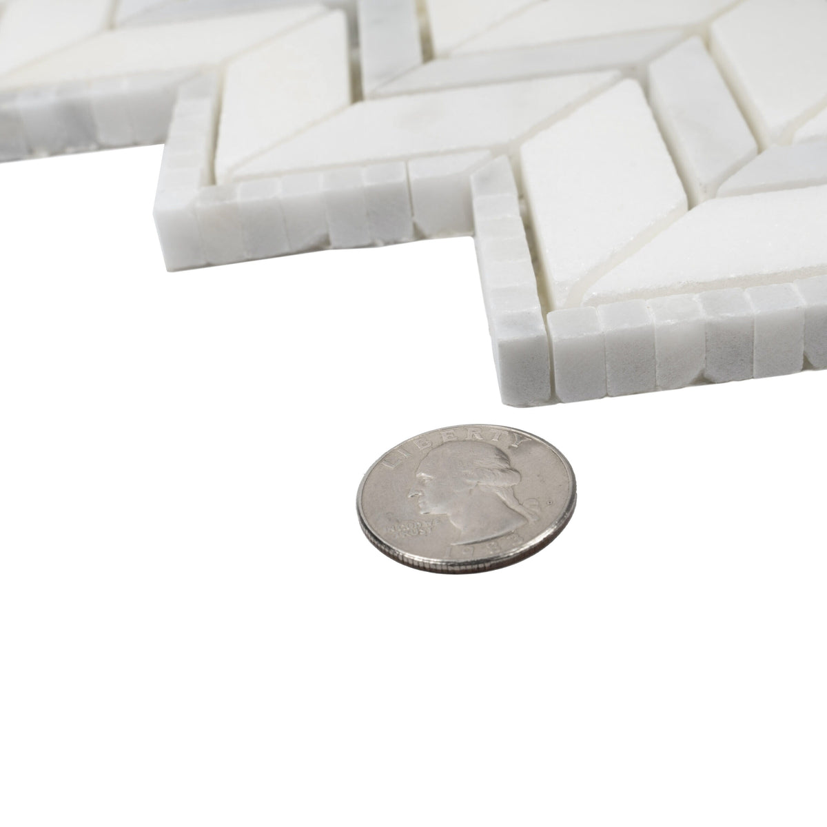 Apollo Tile (Sample) Athens White and Gray 4-in x 4-in Polished Marble Chevron Marble Look Floor and Wall Tile