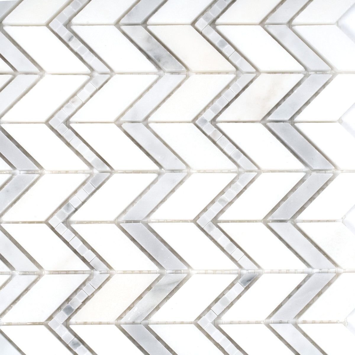 Apollo Tile (Sample) Athens White and Gray 4-in x 4-in Polished Marble Chevron Marble Look Floor and Wall Tile