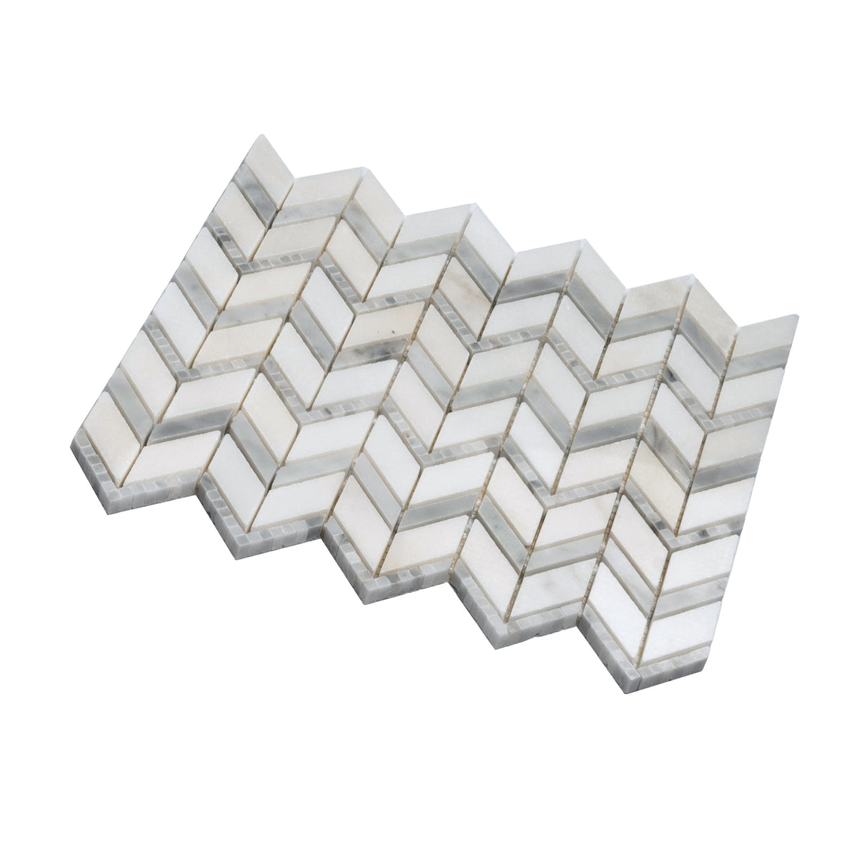 Apollo Tile (Sample) Athens White and Gray 4-in x 4-in Polished Marble Chevron Marble Look Floor and Wall Tile