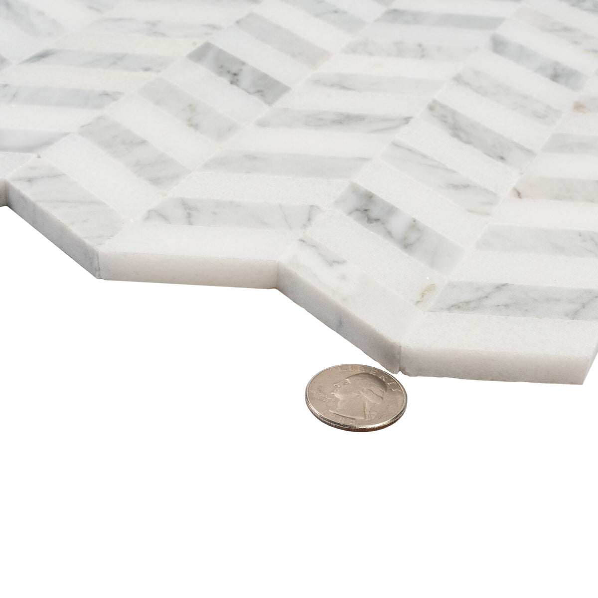 Apollo Tile Athens White and Gray 11-in x 13-in Polished Natural Stone Marble Chevron Marble Look Floor and Wall Tile (5.15-sq. ft/ Carton)