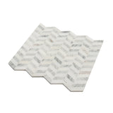 Apollo Tile (Sample) Athens White and Gray 4-in x 4-in Polished Marble Chevron Mosaic Wall Tile