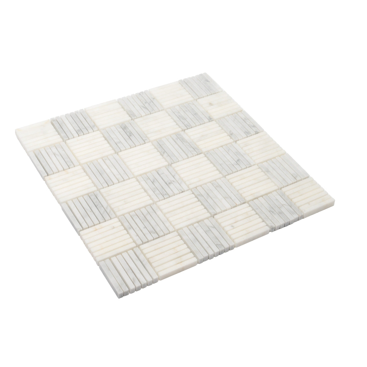 Apollo Tile (Sample) White, Grey 4-in x 4-in Polished Marble Uniform Squares Marble Look Floor and Wall Tile